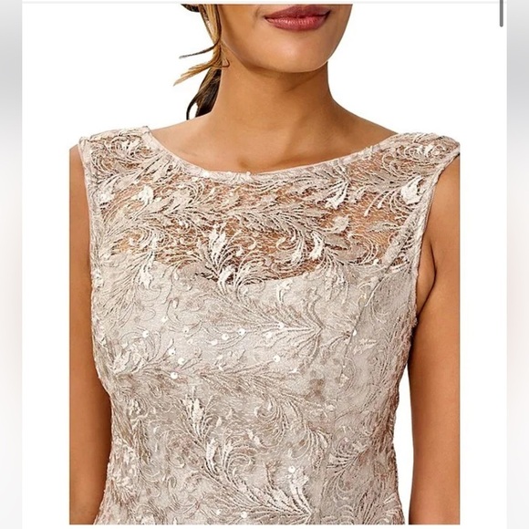 Adrianna Papell | Sequin Lace Gown In Grey Marble Size 8 NEW - Picture 4 of 9